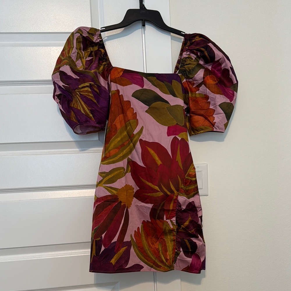 Colorful Floral Puff Sleeve Dress